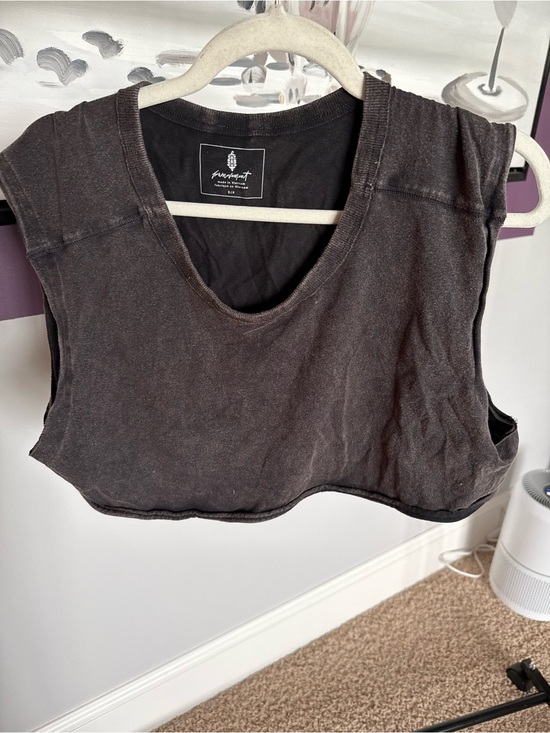Free People Tops - Free People Washed Black Cropped Muscle Tank